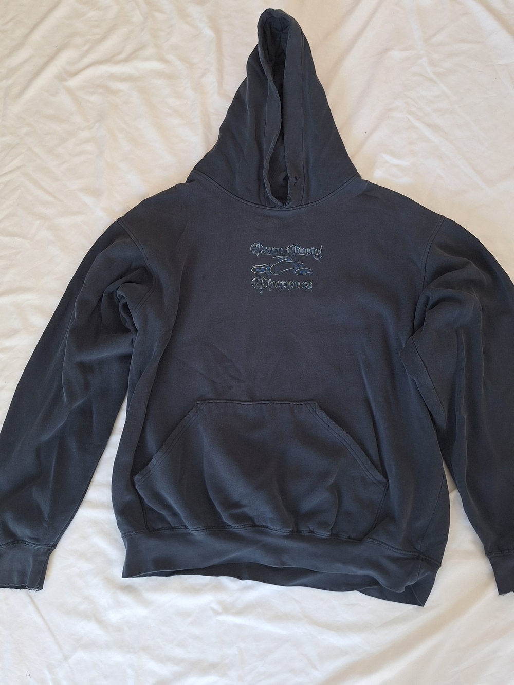 VTG Orange County Choppers Hoodie Mens L Blue Pullover Fleece Motorcycle Graphic